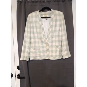 JH Collectibles Women's Green Plaid Blazer, Vintage Size 8, Classic Outerwear